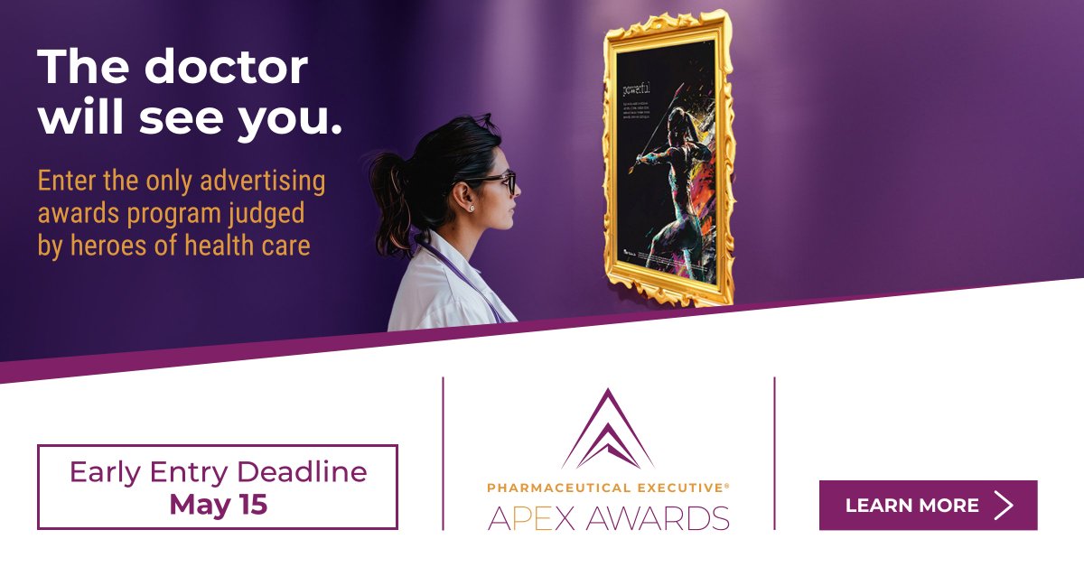 The Pharmaceutical Executive® APEX Awards let you face off with true industry peers for an exclusive judging panel of doctors, nurses, patients and more. Submit your work early and save! Enter today: ow.ly/ZWlU50RaFvx

#PharmaMarketing #HealthcareMarketing #PEAPEXAwards