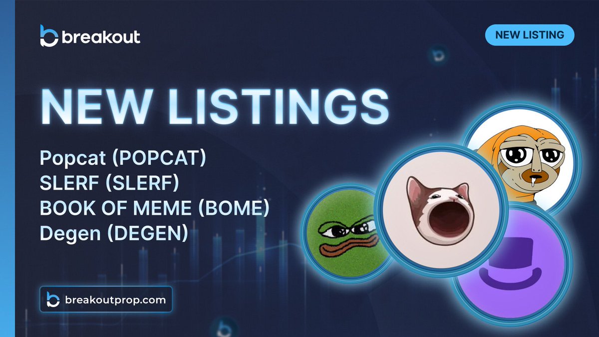Now available for trading: $POPCAT $SLERF $BOME $DEGEN Start trading popular, trending markets with Breakout. Other firms are too busy updating their 2017 watchlists 🥱