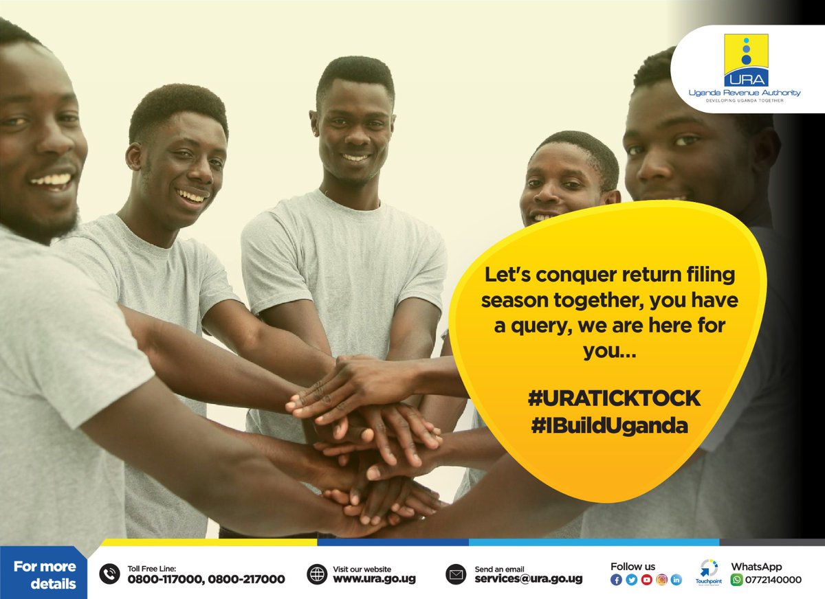Let's conquer the return filing season together. You have a query, we are a phone call away....
#URATicktock
#IBuildUganda