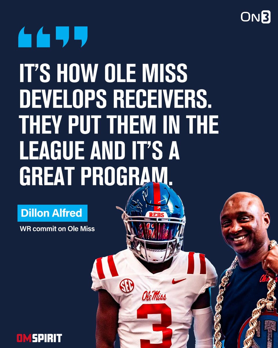 Despite overtures from several high-major programs, Saraland (Ala.) WR Dillon Alfred knew where he wanted to go from day one. The newest Ole Miss commit breaks it all down with @OMSpiritOn3 on3.com/teams/ole-miss…