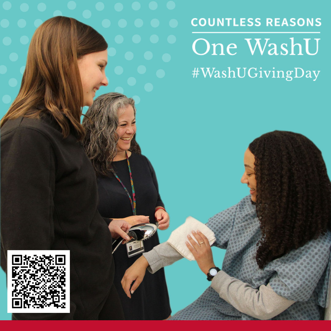 Today is #WashUGivingDay! Visit ow.ly/Vihb50Rbrkp or scan QR code and in the “I Want to support” section, select “School of Medicine” and “Occupational Therapy Fund.” All gifts to our Annual Fund go directly to our students to fund scholarships. @WashUAlumni #WashUOT #OTEd