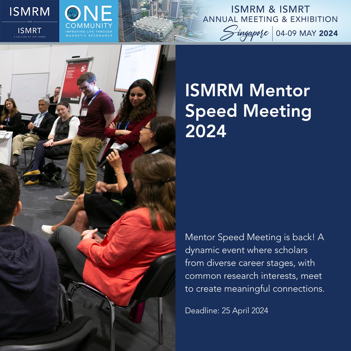Mentor Speed Meeting is back! The Secret Sessions offer a networking opportunity where participants engage in a series of seven-minute conversations with five mentors meticulously selected to match their interests. Register today! ow.ly/IcY650R8J4I #ISMRM2024 #ISMRM