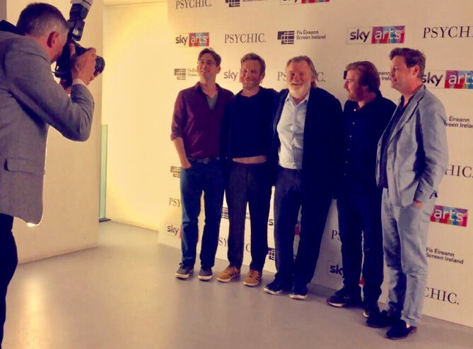 And since the Gleeson bros are 4.. 😊 Fergus, Brian and Rory with their dad Brendan, at Sky Arts screening of Psychic (2018): the short starring Brian, Domhnall and Brendan (who's also directing), written by Rory and scored by Fergus. So much talent in one family! 🧡 Happy…