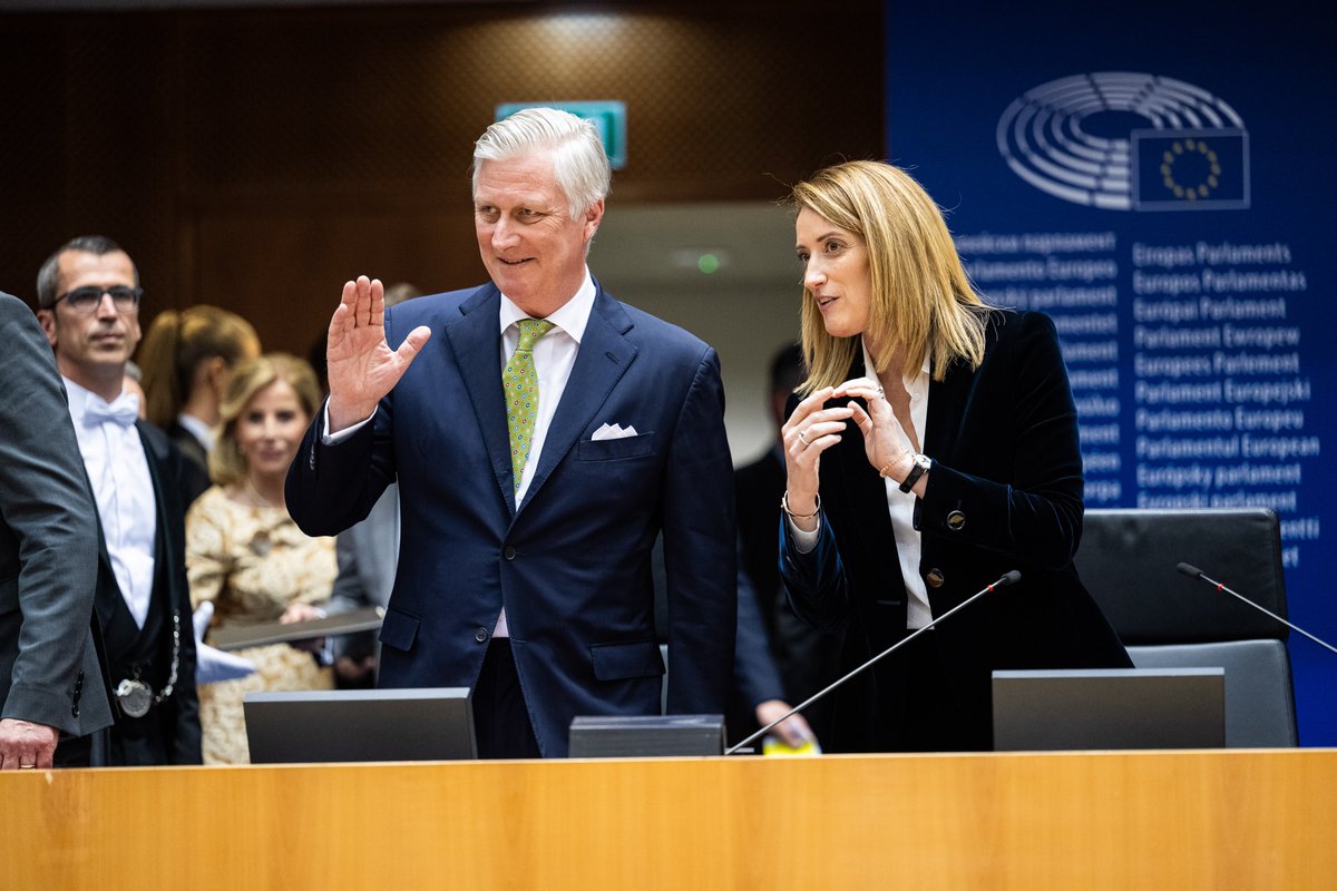 🇪🇺 Le Roi s’adresse aux députés européens lors d’une séance solennelle du @Europarl_EN à Bruxelles, à l’occasion de la présidence belge du @eucouncil, @eu2024be.