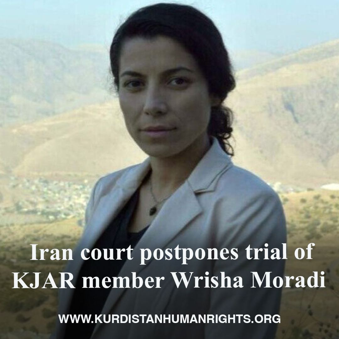 The trial of #Wrisha_Moradi, a member of the East Kurdistan Free Women Society (KJAR), scheduled for 9 April at Branch 15 of the Islamic Revolutionary Court in Tehran, has been postponed due to the absence of the judge. 🔗kurdistanhumanrights.org/en/news/2024/0…