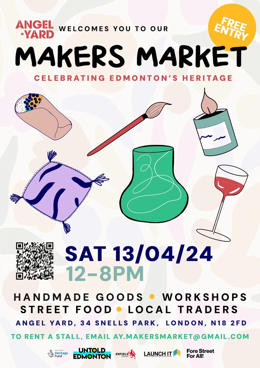 Angel Yard are holding a Makers Market on Saturday 13th April - a great opportunity to visit the entrepreneurs’ centre, pick up handmade goods, sample tasty street food and meet local traders. #Enfield #Entrepreneuers