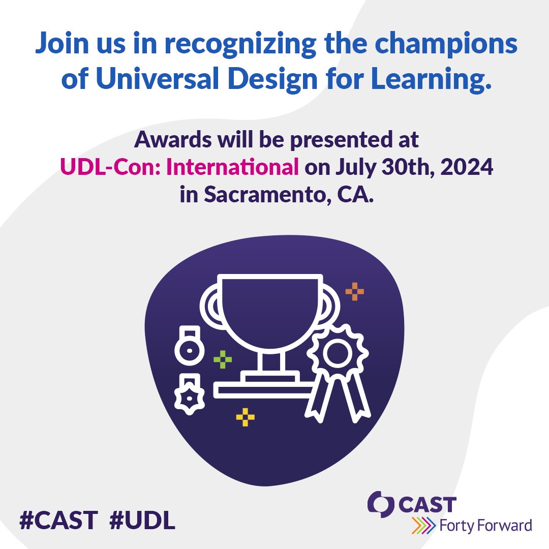 Exciting news! Nominations for the #UDLAwards2024 are closing this week! Do you know a research champion in #InclusiveEducation? Nominate them now for the #ResearchAward and let's celebrate excellence together! Learn more: ow.ly/Stlp50Rcevm #cast_udl #UDLResearch