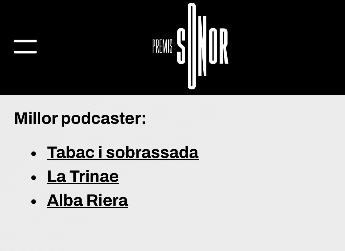 🌟🫨🪇🪇Visca!!!!!!🪇🪇🫨🌟

@pujaalputorobot nominat a 'Millor pòdcast d'entreteniment' i @la_trinae nominades a 'Millor podcaster' als #PremisSonor de @lamira!!!!!

Ens veiem el 29 d'abril😉
