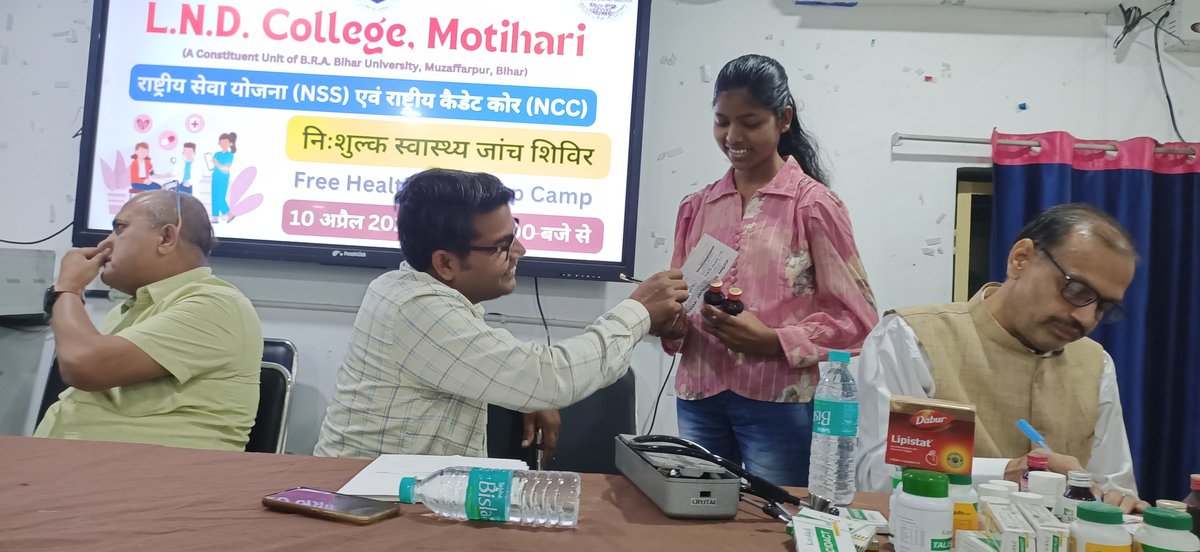 Free Health Check-up Camp and medicine distribution organised by NSS & NCC.( Attended by eight Doctors).
@_NSSIndia @ArtCultureYouth @BiharEducation_ 
@EduMinOfIndia @NSSRDPATNA @YASMinistry @NssBrabu 
#WorldHealthDay2024 
#WorldHealthDay 
#MyHealthMyRight