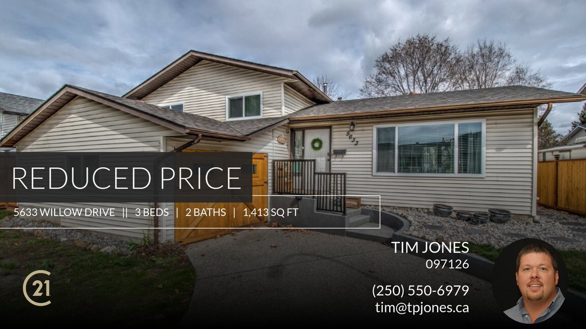 TimJones6979's tweet image. 📍 Reduced Price 📍 This recently reduced home at 5633 Willow Drive in Vernon won't last long, so, don't wait to set up a showing! Reach out here or at (250) 550-6979 for more information!

Kind Regards,
Tim Jones
Century 21 Execut... homeforsale.at/5633_WILLOW_DR…