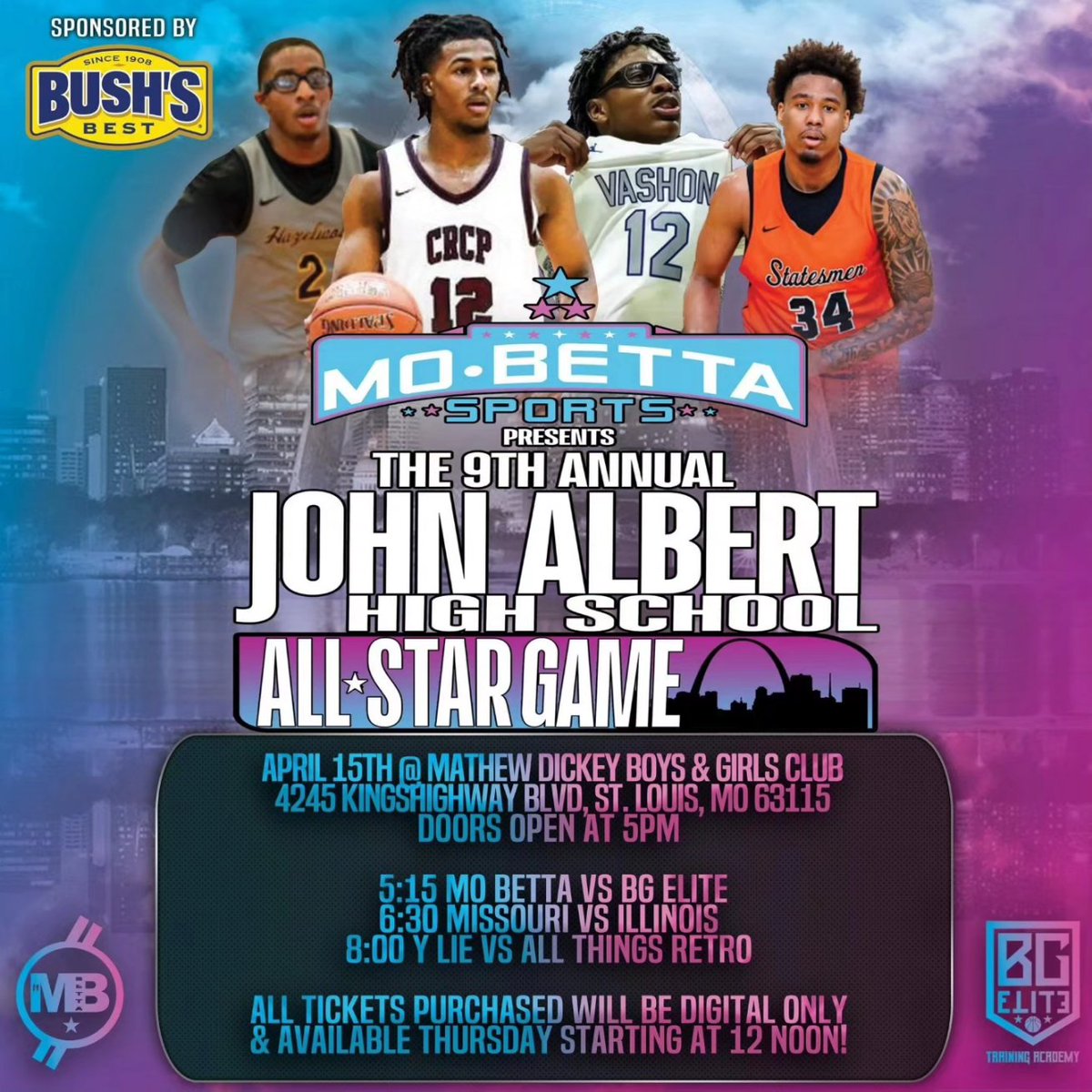 bgilmore314's tweet image. Mo Betta Sports Presents: The 9th Annual “John Albert” High School Allstar game sponsored by Bush Best April 15th at Mathew Dickey Boys &amp;amp; Girls Club!!! Tickets will go on sale on, April 11th at 12 noon online!!! All tickets are digital. Nothing sold at the door! #mobetta #BGElite