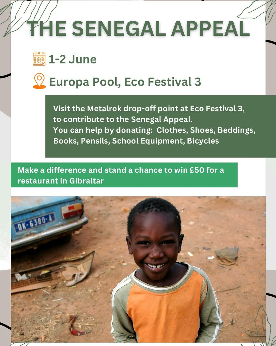 Very excited to announce that we shall be one of the Main sponsors at @otwo_magazine Third Running Ecofestival.
Where we shall be setting a Senegal Appeal drop off point.
We shall be raffling a £50 Voucher for you to enjoy at the @gibrestaurant  (The Gibraltar Restaurant 💫)