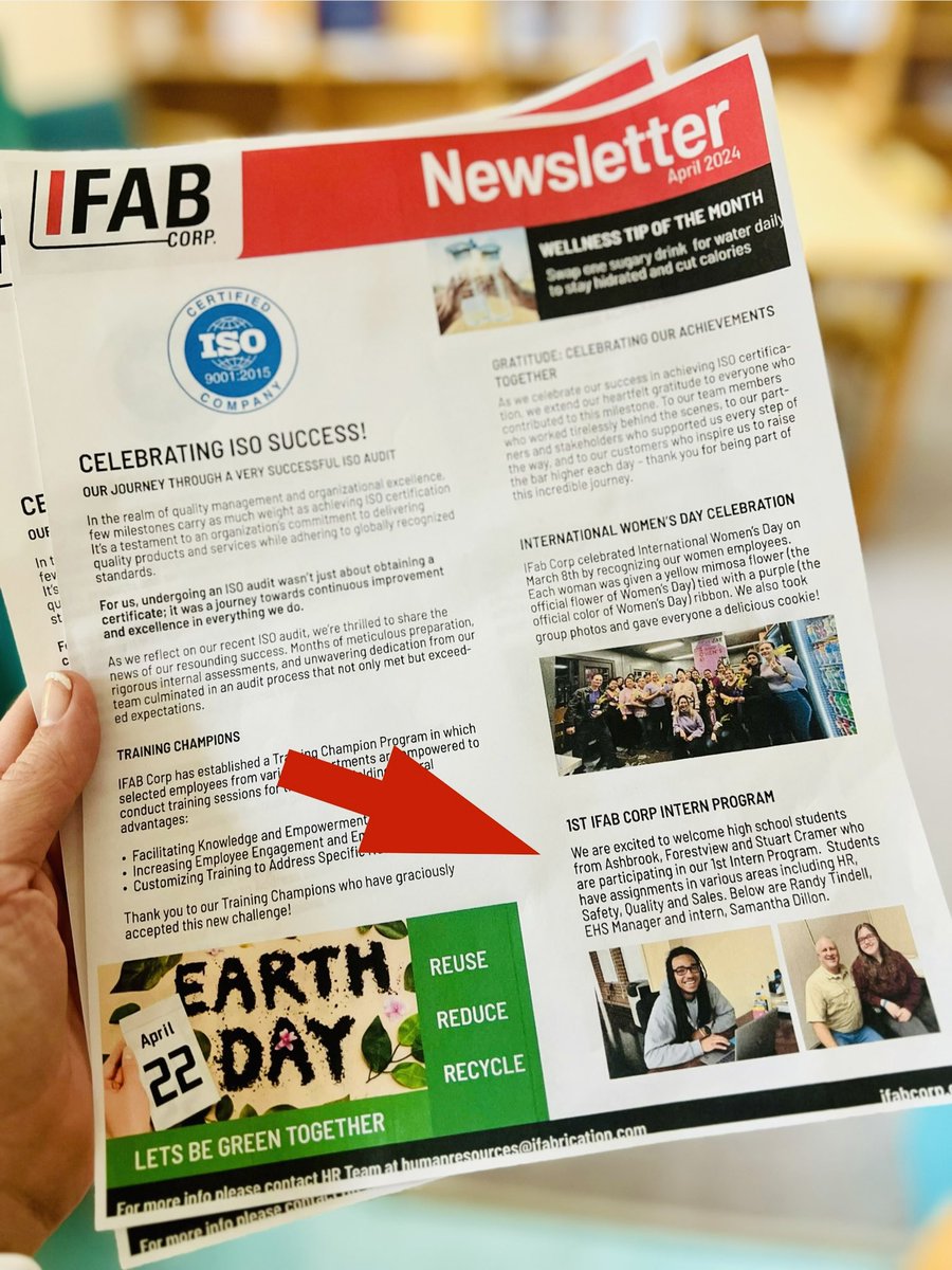 Senior internship student, Calvin Hayes, is continuing to gain valuable experience working in quality control project management at IFab Corp., Gastonia. He was also featured in their latest newsletter! Way to go Calvin!