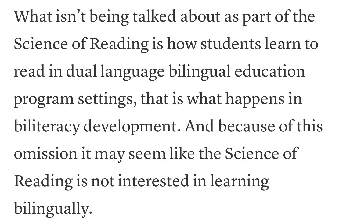 Thanks for sharing, @RosaIsiah ! There seems to be a disconnection between its name and the lack of research-based rigor regarding our millions of bilingual/multilingual learners, mostly emergent bilingual/English learners” needs.