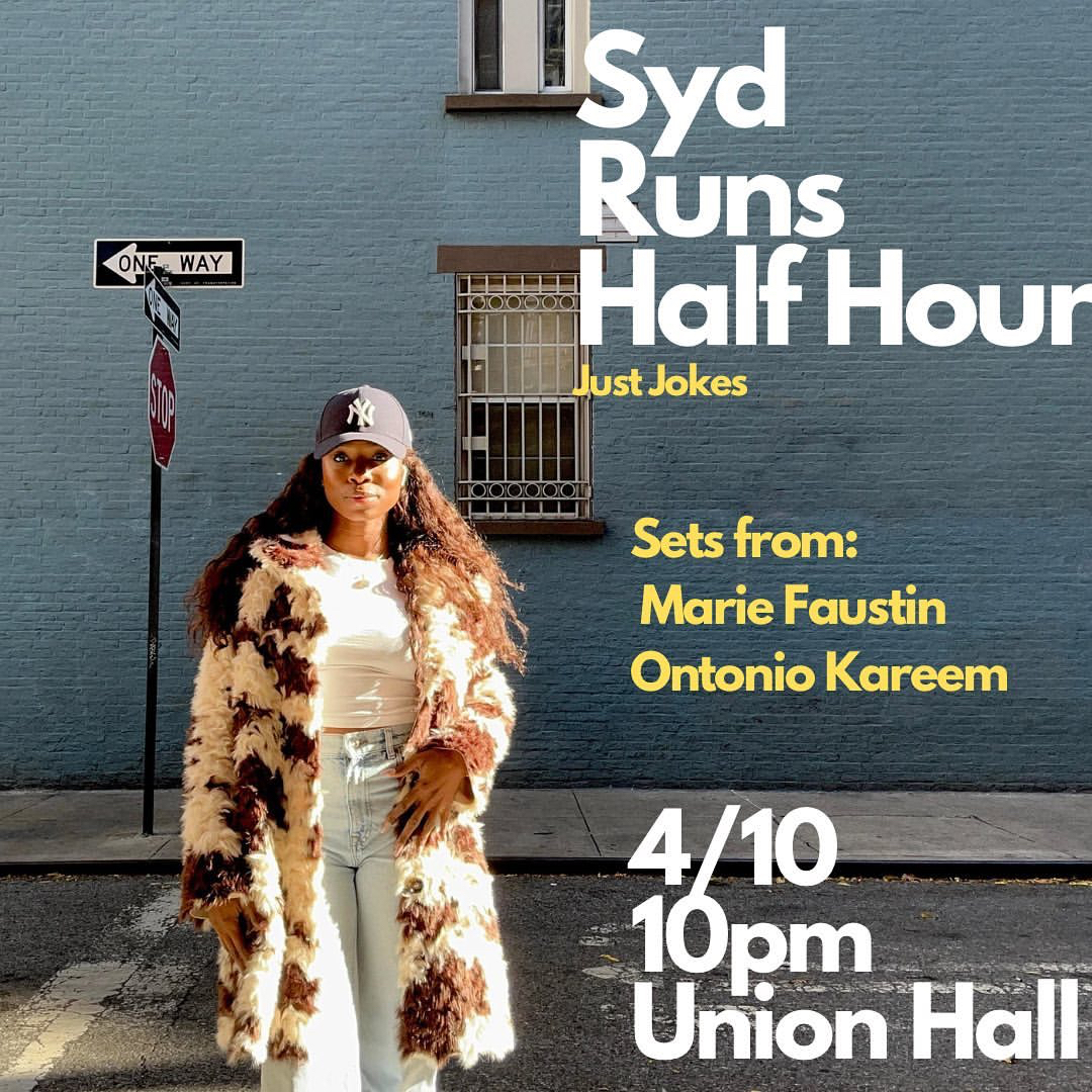 TONIGHT! @Justsydnyc, known for her outrageous stories of mishaps and party life, runs a half hour of just jokes - can it be done? Come see and find out! Featuring sets by @MsReeezy and @OntonioKareem! 🎟️tinyurl.com/sydnee411