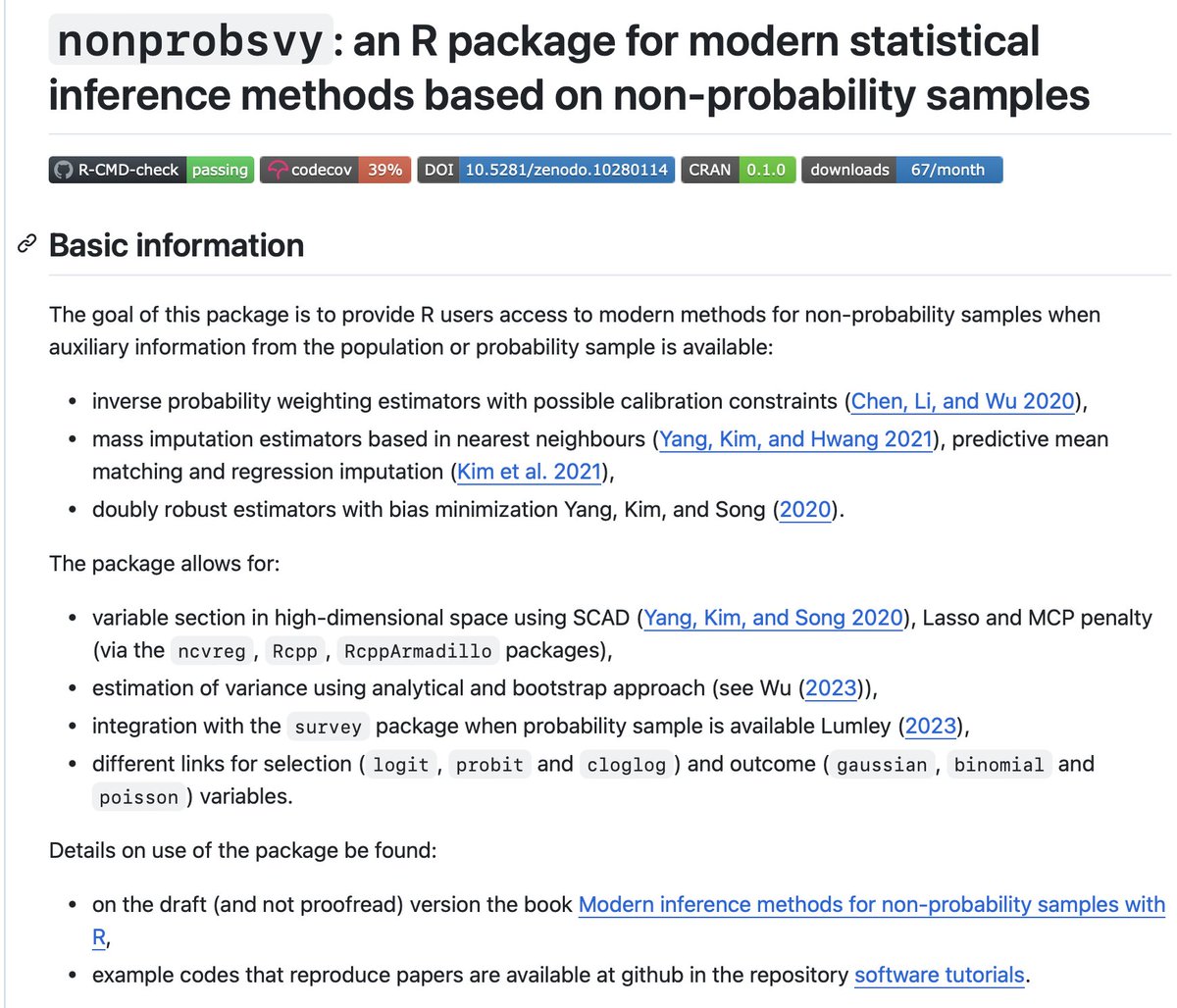 We (me and @lukaszchro) are organising a workshop on the {nonprobsvy} package: an R package for inference based on non-probability samples (e.g. #bigdata, #websurveys)! If you are interested please register via the google form and spread the word forms.gle/n1BZCsCGzJD9h2…