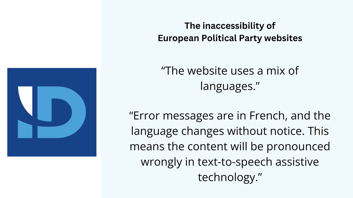 #AccessDenied: @IDParty_  fails 3 of the 7 accessibility tests performed for our report. However, improper coding of the website means assistive technology will not read the content properly!

Read more: edf-feph.org/publications/a…