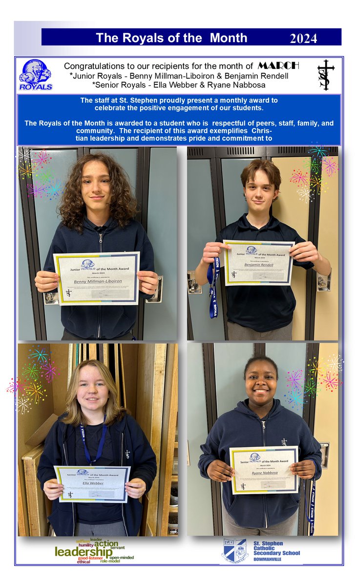 Congratulations to our Royals of the Month - March
#pvnclearns #weareroyals #beingwell #beingcommunity #beingcreative #JulieA_Selby