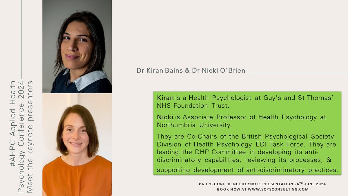 #ahpc2024: Introducing our AHPC Key Note Speakers. Thanks to Kiran & Nicki for agreeing to present at our conference. With a unique perspective on EDI, we are all looking forward to hearing from them. BOOK NOW! Reduced delegate rates to 30th April. lnkd.in/eV_ZG9sh