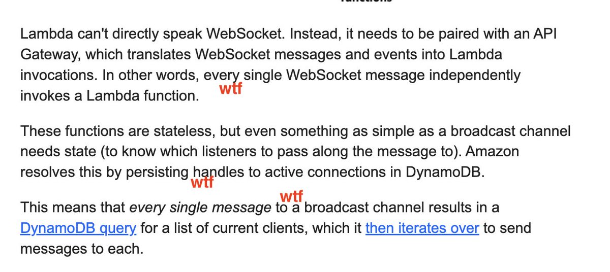 TIL about the insanity of trying to do websockets on aws damn, you people live like this?