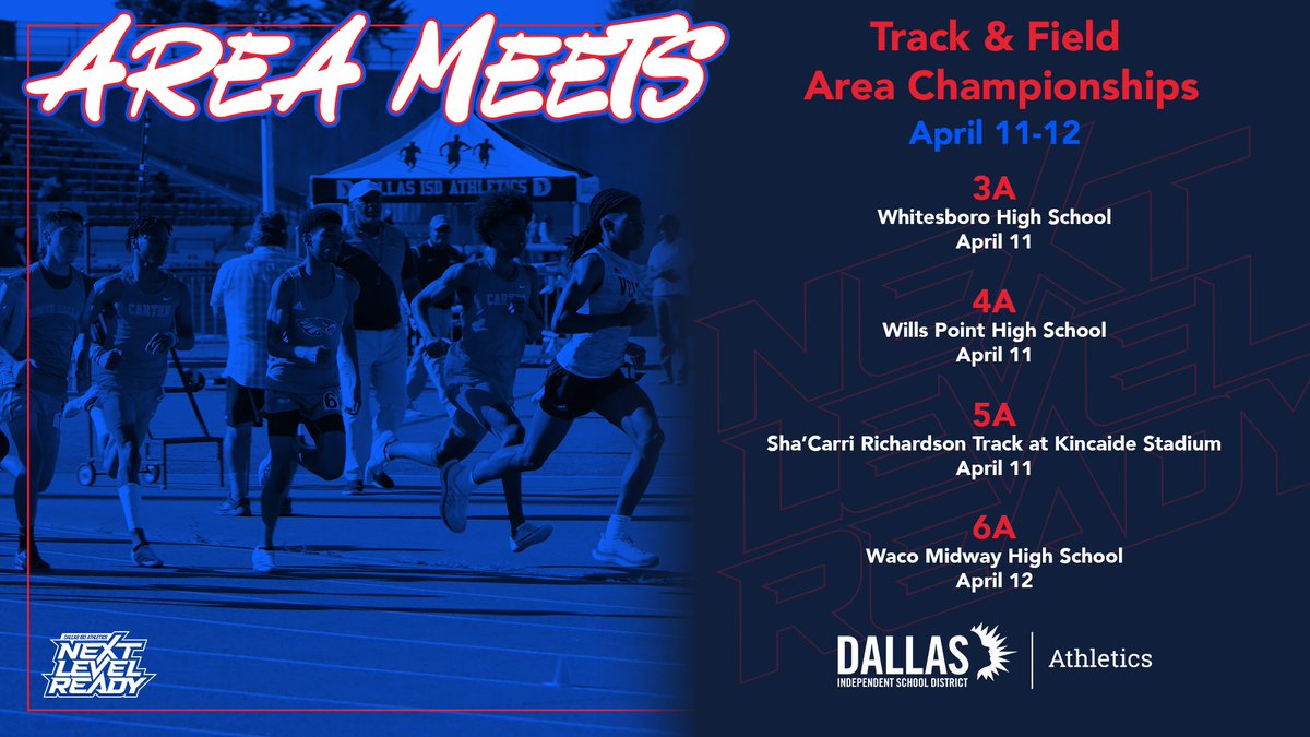 The UIL Track & Field Area Championships are Thursday and Friday. Good luck to all of our qualifiers! #NextLevelReady