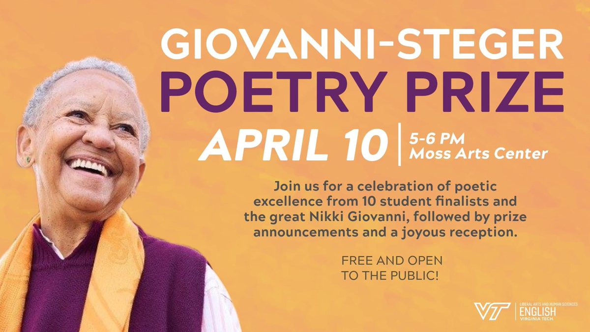 The Giovanni-Steger Poetry Prize is back TONIGHT! 🥳 ✍️ 

You can join us in person at the @ArtscenteratVT or watch the livestream here youtube.com/watch?v=rt71Yc…

@VTenglish