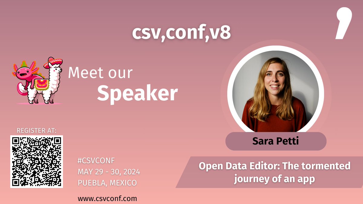 📣Join us for #CSVCONF where @sapetti9 @OKFN will present '#OpenData Editor: The tormented journey of an app' 🎟️Register now to enjoy this and other exciting presentations: eventbrite.com/e/csvconfv8-ti… 📍@BUAPoficial 🗓️May 29-30 ℹ️csvconf.com