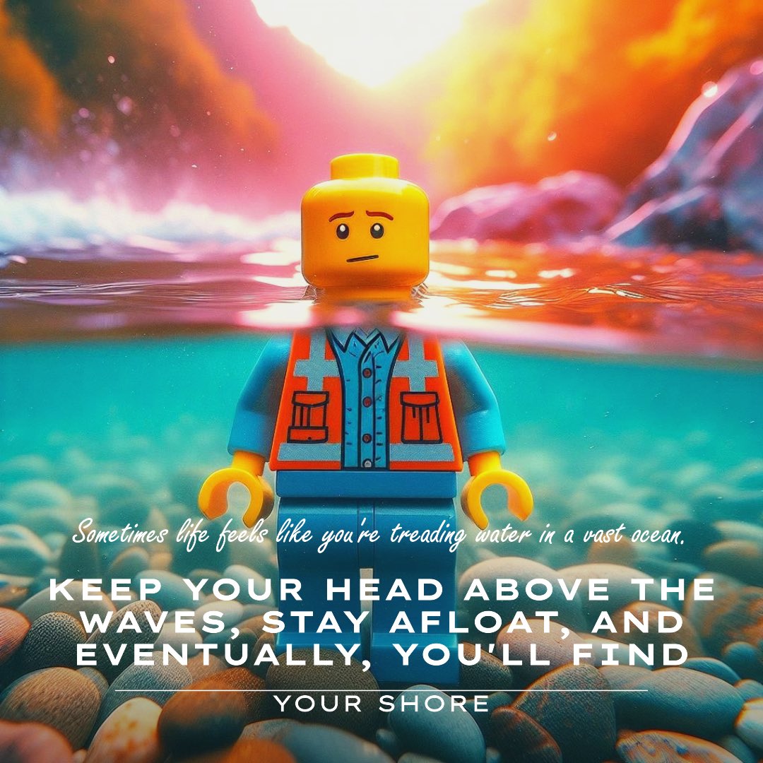 Sometimes life feels like you’re treading water in a vast ocean. Keep your head above the waves, stay afloat, and eventually, you’ll find your shore.
.
.
#lego #legophotography #legoart #toyphotography #legocreations #laminifigs #toyartistry #afol #toyart #quoteoftheday