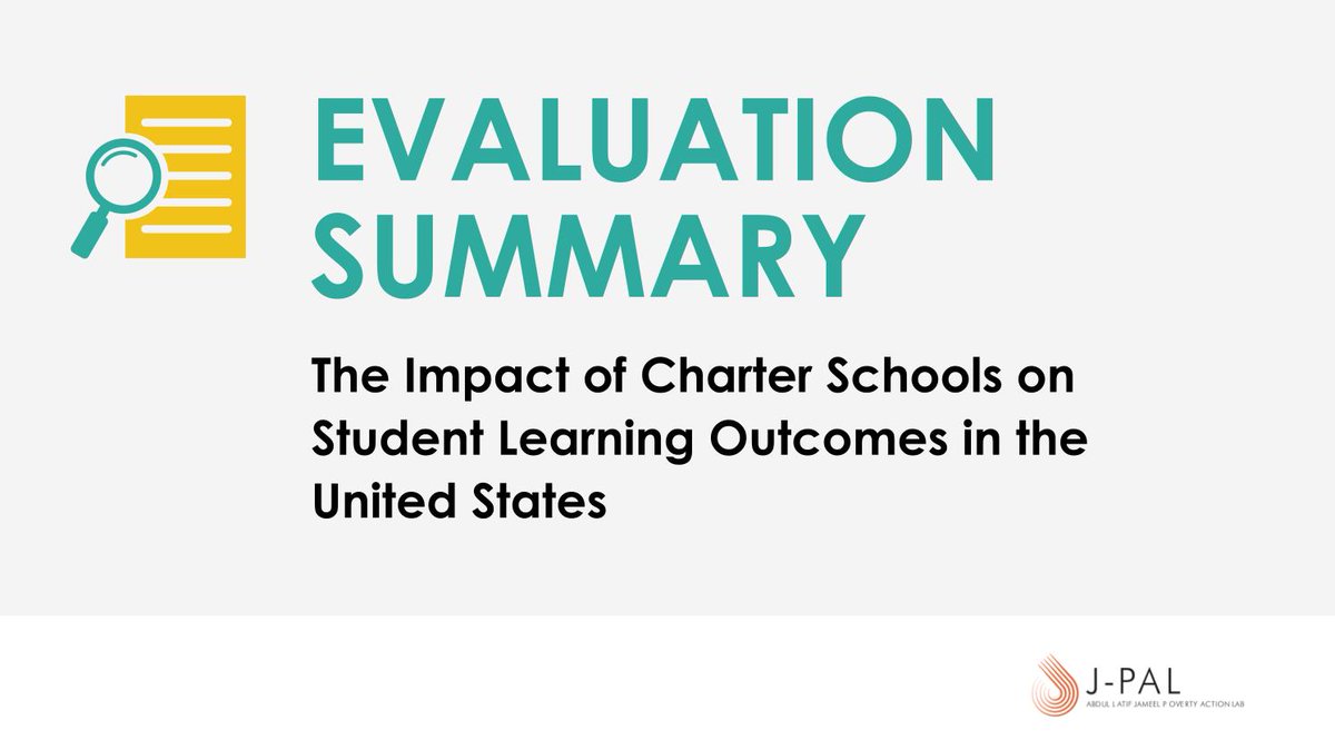 Proponents of charter schools claim they provide students w/ better education options, but critics say students facing barriers to academic success can lose out. One #RCT examined the impact of time spent at a charter school on student learning outcomes: povertyactionlab.org/evaluation/imp…