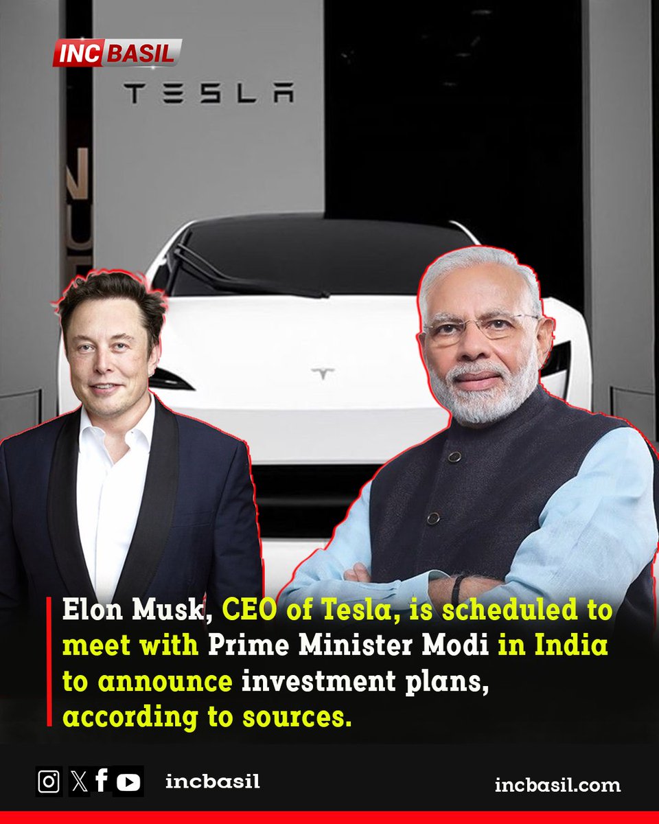 Elon Musk, CEO of Tesla, is scheduled to meet with Prime Minister Modi in India to announce investment plans, according to sources.#ElonMusk #Tesla #PrimeMinisterModi #India #InvestmentPlans #Meeting #Announcement #Sources #pmmodi #pm #modi #news #incbasil #latestnews #newsuptate