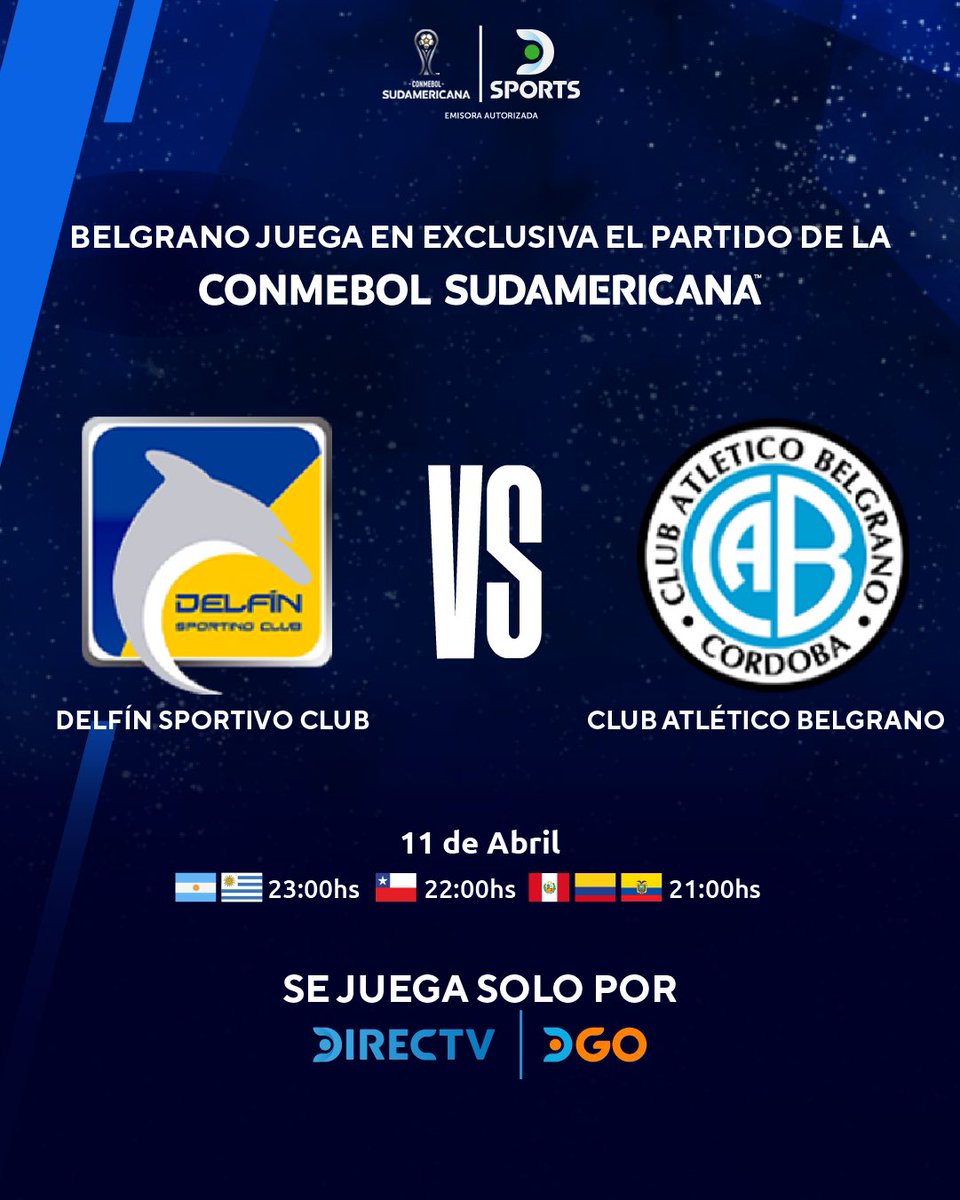 ¡No te pierdas el emocionante encuentro entre Club Atlético Belgrano y Delfín Sportivo Club! ⚽️🔥 Disfruta del partido en EXCLUSIVA por @dsports. Contrata DGO y vive la pasión del fútbol: quiero.directvgo.com/ACA 📺👀