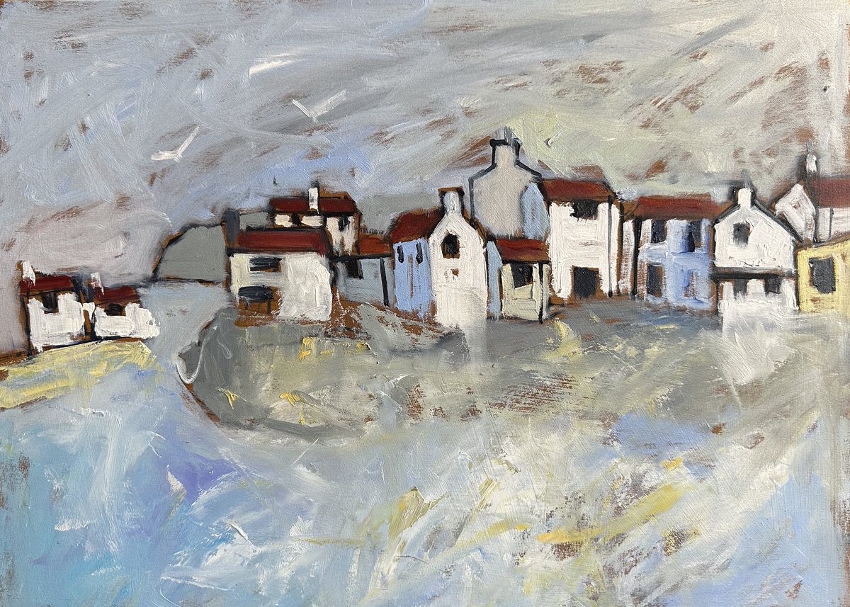 #WIP #Steas #Steers #Staithes #dreaming This afternoons madness #contemporaryart #oils #woodpanel