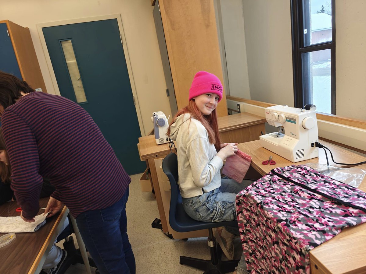 Nice to see Youth Health Centre Coordinator, Jackie Morrissey, assisting with a sewing class @ Cabot Education Centre along with SchoolsPlus. The pillow cases look great!