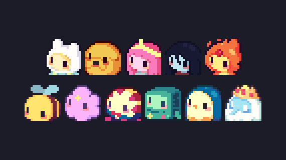˖🍃 | (• ◡•)|⸝ ♡ﾟ ◟(❍ᴥ❍ʋ) ⁺🐝*･

⊹ available on my ko-fi and etsy ⊹

#AdventureTime #pixelart #ドット絵