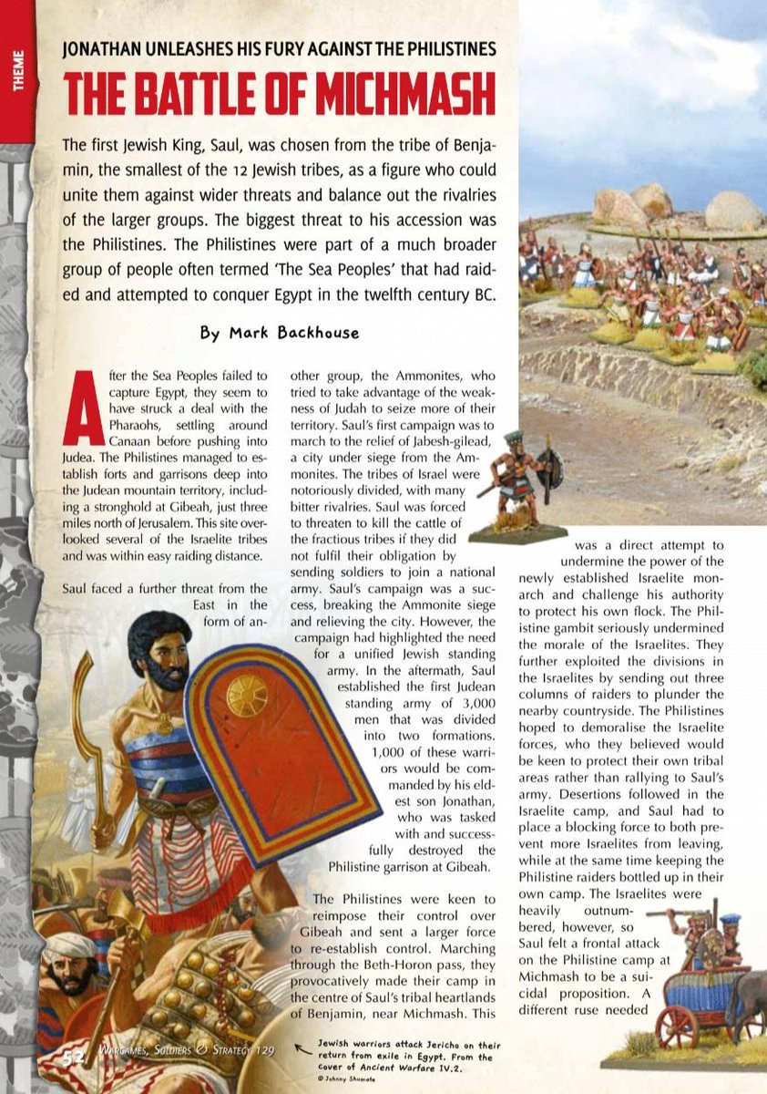 In WSS 129, Mark Backhouse demonstrates how to wargame the Battle of Michmash, fought between the Israelites and their nemesis, the Philistines. As this battle took place 3000+ years ago, details are scarce, but we'll manage! Check out WSS 129 here: karwansaraypublishers.com/products/warga…