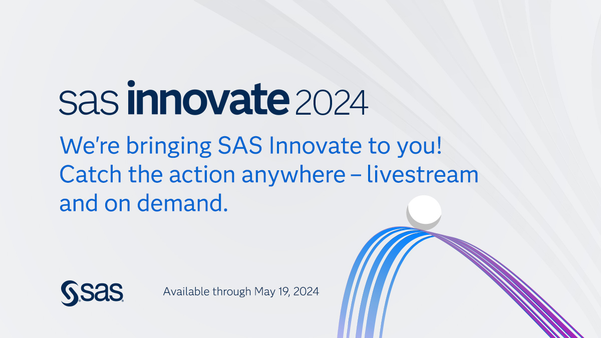 Can't make it to Vegas for #SASInnovate and having FOMO? Here's your answer. Watch the livestream of sessions on tech's hottest topics. ⭐ You can also watch the content on demand. Browse the agenda and sign up to enjoy! 2.sas.com/6017wigdX
