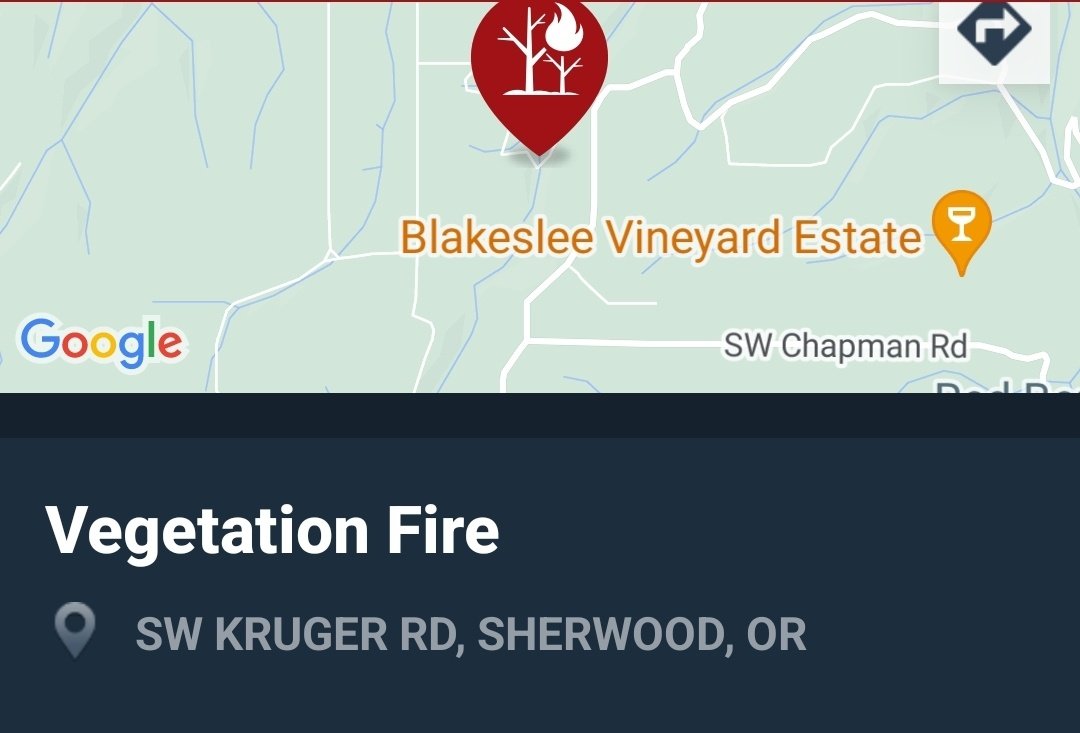 Vegetation Fire/Vehicle Fire SW Kruger Rd Sherwood #pdxtraffic