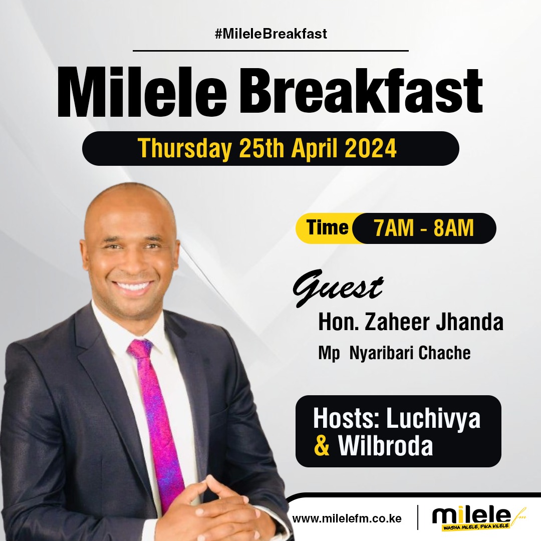 Hon Zaheer Jhanda ndio mgeni wetu ndani ya @Milele_FM Breakfast Tunaangazia usimamizi mzuri wa fedha za NG - CDF #LuchivyaNaWilbrodaMilele