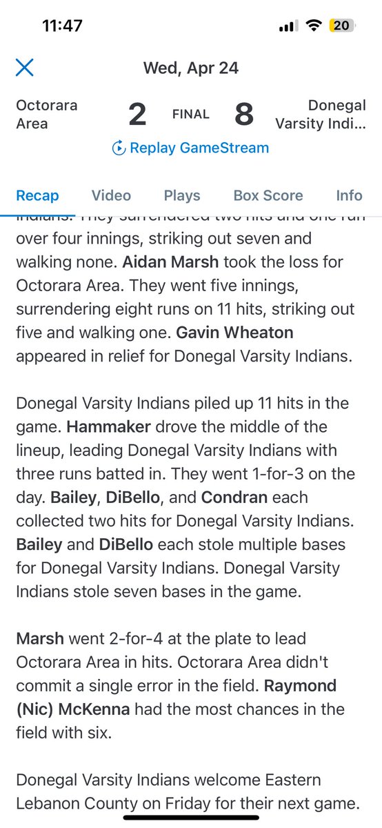 Had another good day at the plate today going 2-2 with 2 singles and a walk. 1 RBI and 3 stolen bases. @PBR_Uncommitted <a href="/PG_Scouting/">Perfect Game Scout</a> <a href="/DonegalBaseball/">Donegal HS Baseball</a> @BBUncommitted
