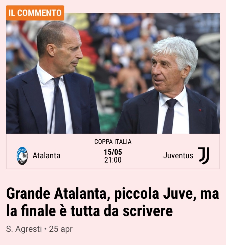 Piccola #patteggiamentus:
rosa 470 m€, ingaggi 125 m€

Grande #Atalanta:
Rosa 210 m€, ingaggi 47 m€

Giornalismo d’assalto.