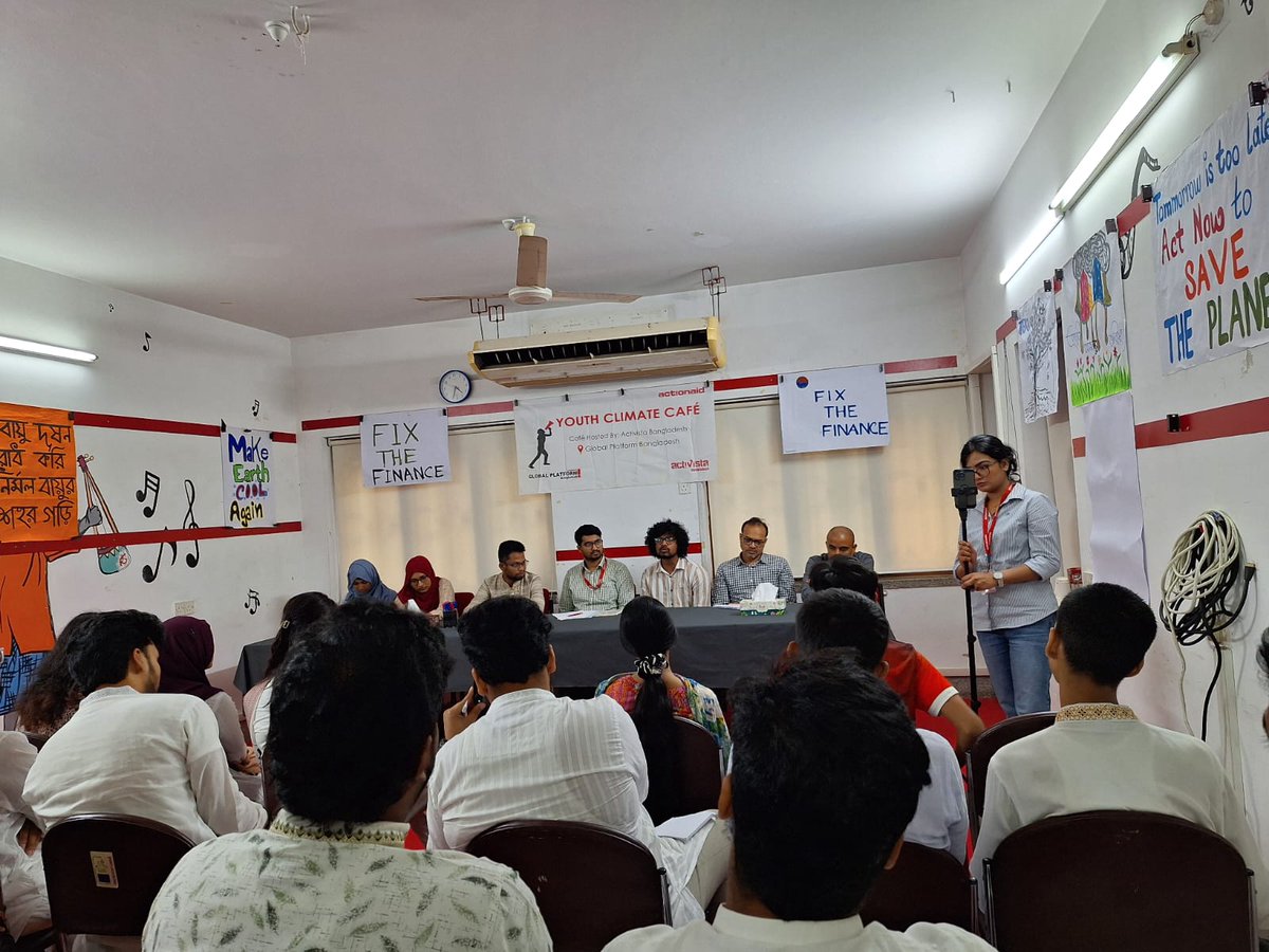 YouthNetGlobal's tweet photo. Our Exec. Coordinator @SohanBMYP shared insights at the Youth Climate Cafe hosted by #Activista Bangladesh &amp; GPB.

 We all crave climate action, but to address the crisis, we must redirect global finance flows.

 Too much money still fuels the climate crisis. #FixTheFinance https://t.co/pAabC5Z975