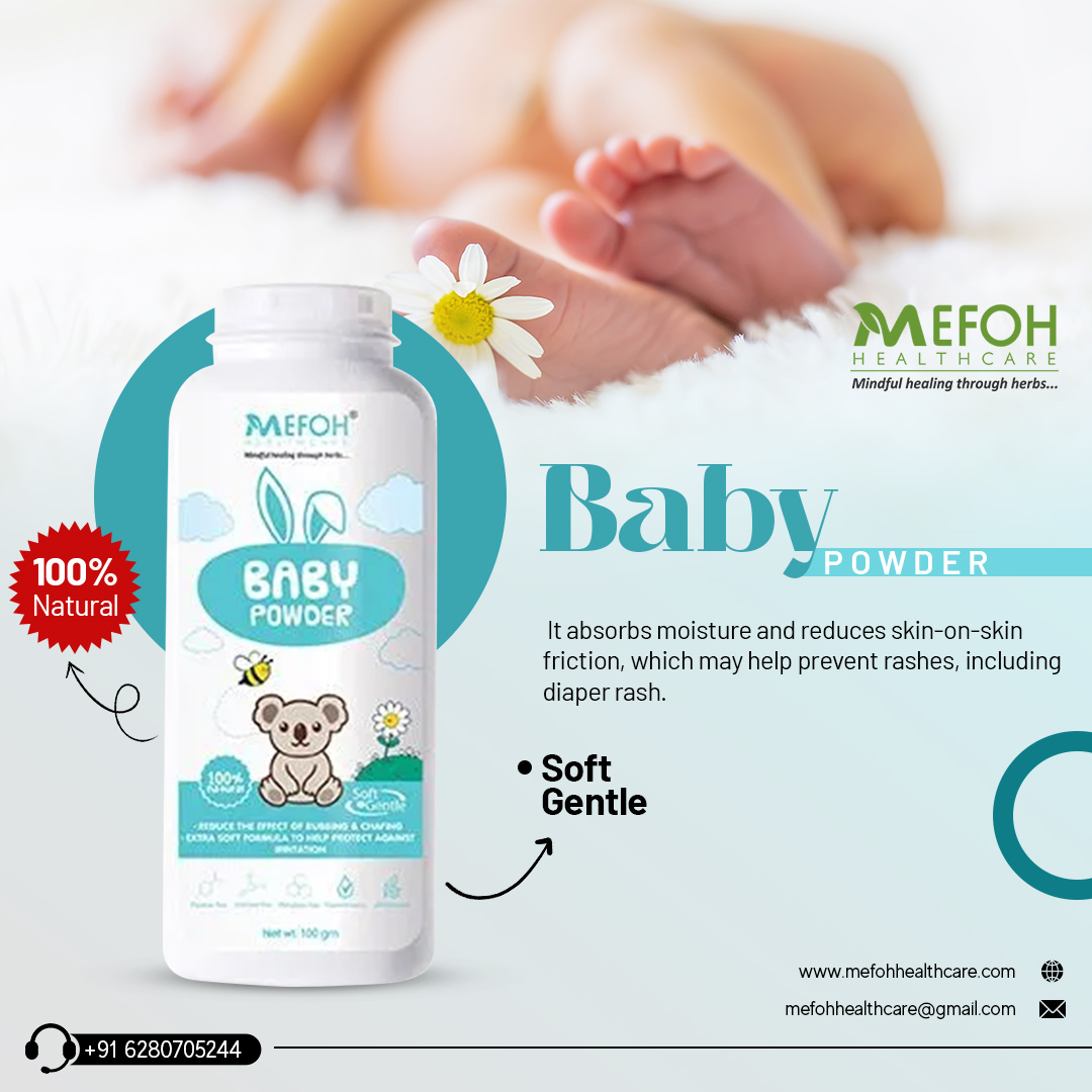 Introducing Baby Powder By Mefoh Healthcare 
Call us at +91-6280705244 | mefohhealthcare.com| 
Email: mefohhealthcare@gmail.com| 
. 
. 
#manufacturers #pharma #mefohhealthcare #thirdparty #ayurvedic #ayurvedicpcd 
#Healthcare #ayurvedicproducts #thirpartymanufacturer