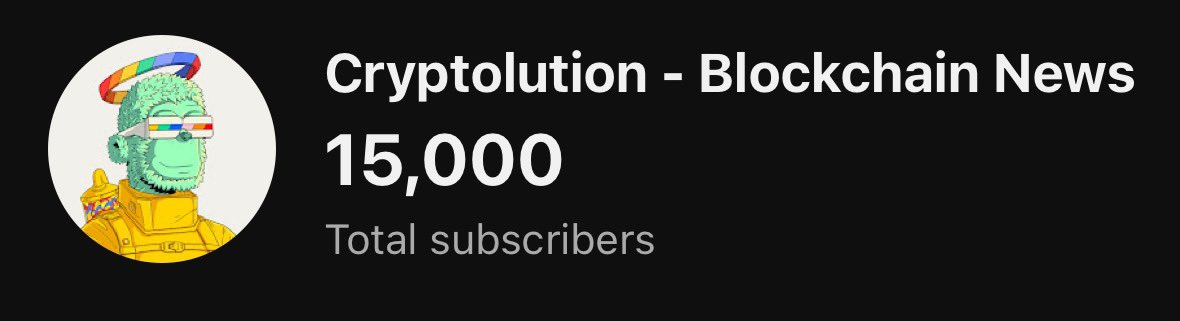 Cryptolution's tweet image. I’ve officially hit 15,000 @YouTube subscribers🥳 

I’m beyond grateful for your support and will continue to keep building educational web3 content 🎉