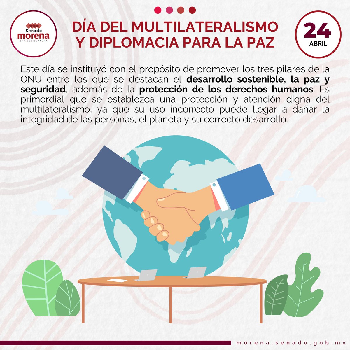 El multilateralismo se basa en principios como la consulta, la inclusión y la solidaridad, además de ser un método de cooperación y forma de organización del sistema internacional que busca la paz duradera entre las naciones. ¡Conmemoremos el fomento de la paz entre los pueblos!