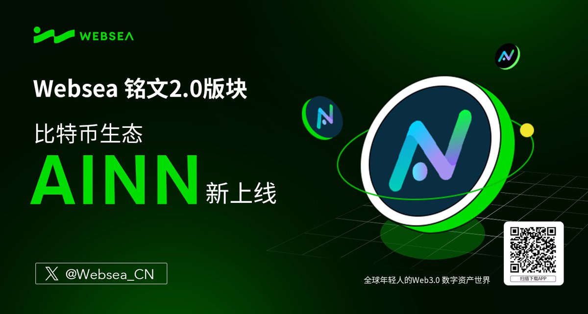 Websea_CN's tweet photo. 🥳 #Websea 新上线
$AINN 将上线Websea铭文2.0版块! @AINN_BRC20
📌充值时间: 4月25日13:00(GMT+8)
📌 交易时间: 4月25日17:00(GMT+8)
👉 在这里交易: https://t.co/P265h9XkLc
🔎 详情: https://t.co/pPeEMtOJ4C
#Websea #Web3 #Listing
#PotentialTokens https://t.co/TzrHWw87LX