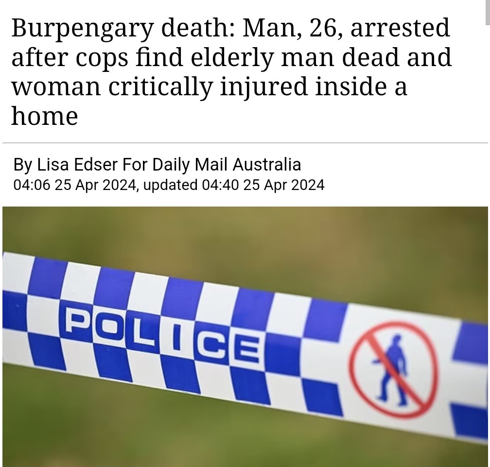 And so the male violence continues ... A man has been arrested after police found an elderly man dead and a woman critically injured during a welfare check at a home in Burpengary, Qld.