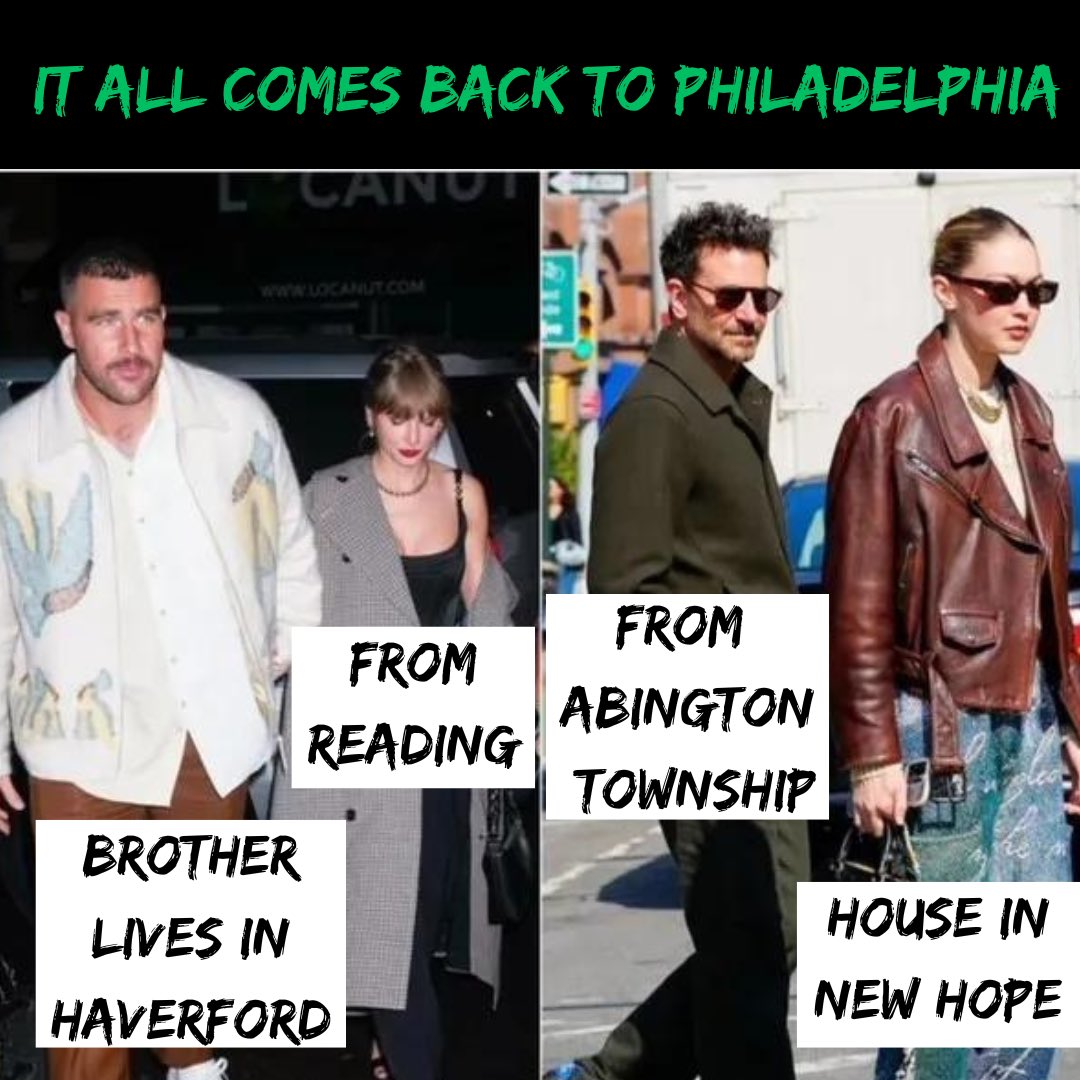 I figured out the connection. #Philadelphia #TaylorSwift #GigiHadid #TravisKelce #BradleyCooper