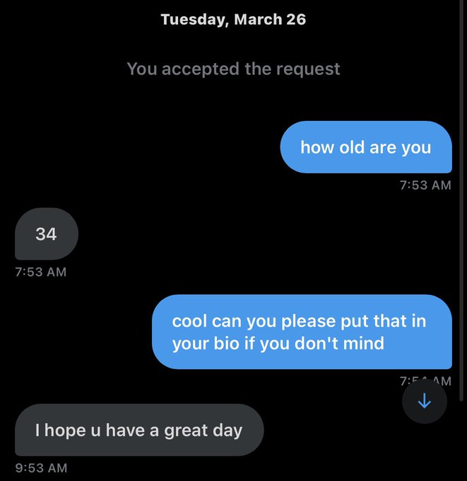 i think he got butthurt but at least he has his age in his bio now so thats a plus https://t.co/RRYw<a href="/tag/nsfwtwt"class="tags"><span>#nsfwtwt</span></a><a href="/tag/swtwt"class="tags"><span>#swtwt</span></a>