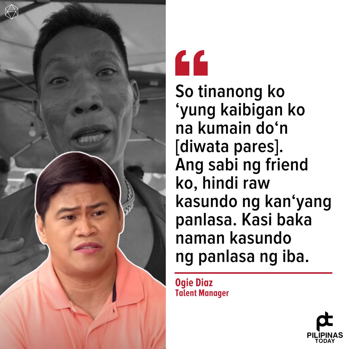 PilipinasToday_'s tweet image. Ibinahagi ng talent manager na si Ogie Diaz ang komento ng kan'yang kaibigan na kumain sa trending na Diwata Pares Overload.

#PilipinasToday
#OgieDiaz
#Diwata