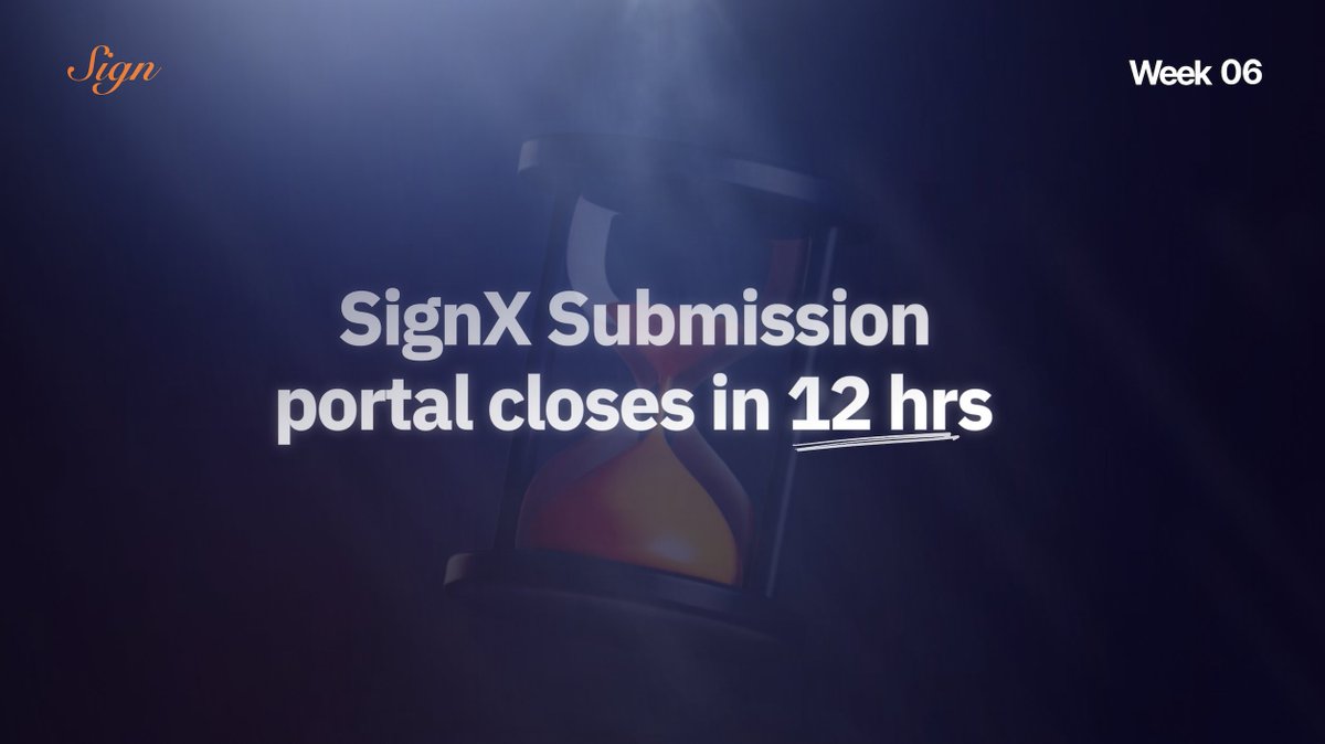 ⏳ 12 HOURS LEFT! The Submission Countdown Begins! Attention all SignX builders: the deadline to submit your projects is 12 PM EST today! This is your last chance to win up to 50% of airdrop through the program. Show us what you've got! 👉 Submit NOW: aspecta.id/build-together…
